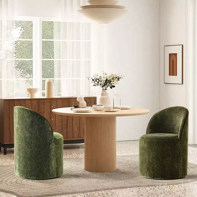 Set di 2 sedie da pranzo moderne imbottite in ciniglia con ruote, sedie a botte girevoli con schienale curvo per cucina o sala da pranzo - Panipeachy