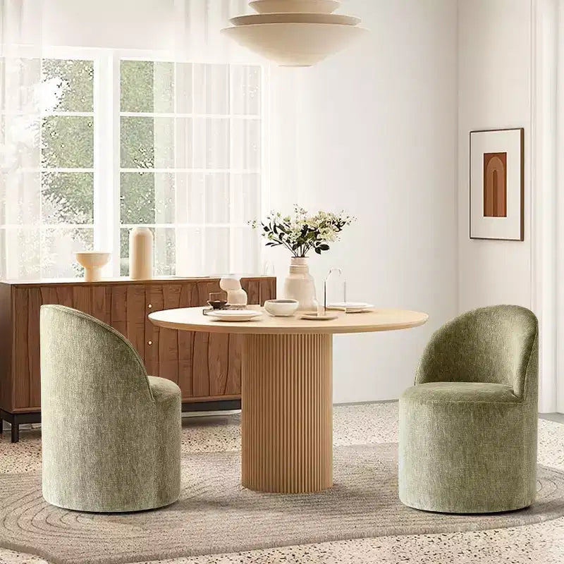 Set di 2 sedie da pranzo moderne imbottite in ciniglia con ruote, sedie a botte girevoli con schienale curvo per cucina o sala da pranzo - Panipeachy