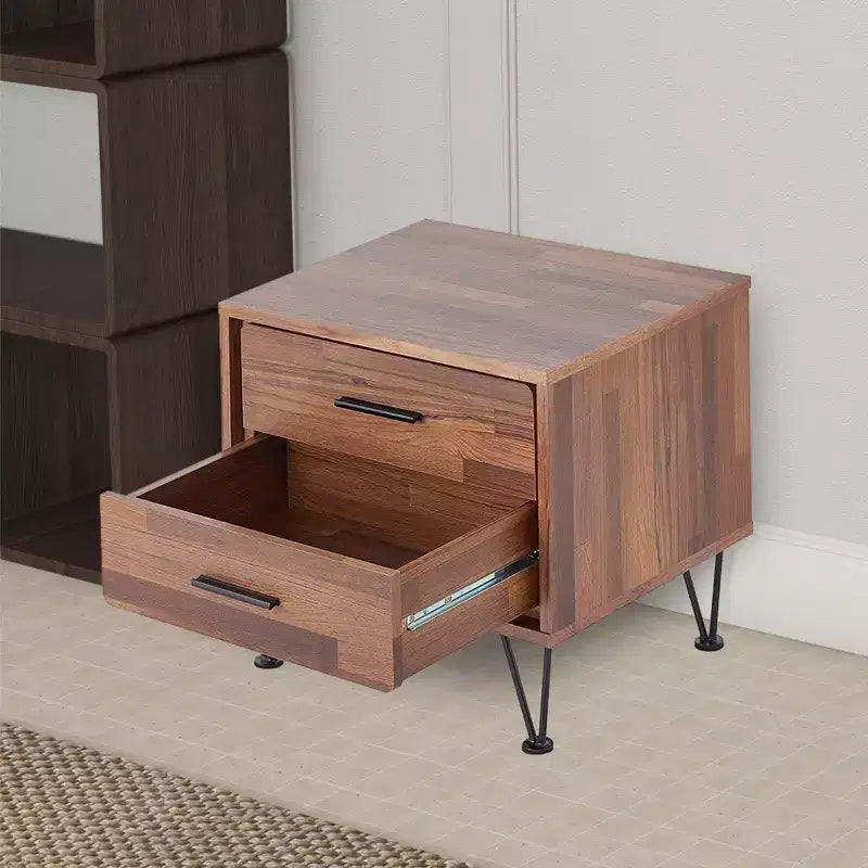 Royal Hampton 2 Drawers Wood Nightstand By Deoss, Brown