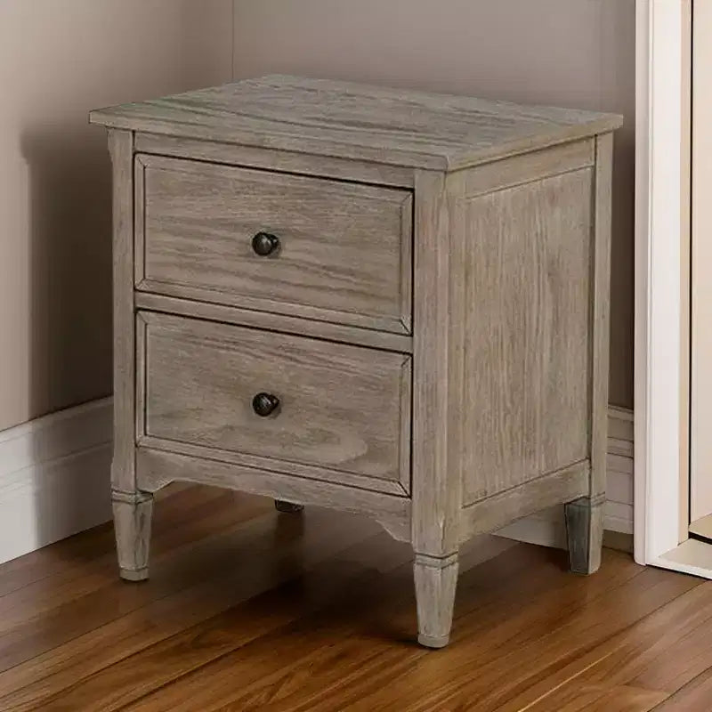 Comodino in legno a 2 cassetti Royal Hampton con pomelli rotondi, grigio