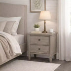 Comodino in legno a 2 cassetti Royal Hampton con pomelli rotondi, grigio