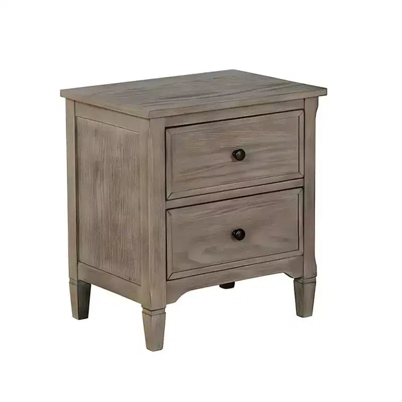 Comodino in legno a 2 cassetti Royal Hampton con pomelli rotondi, grigio
