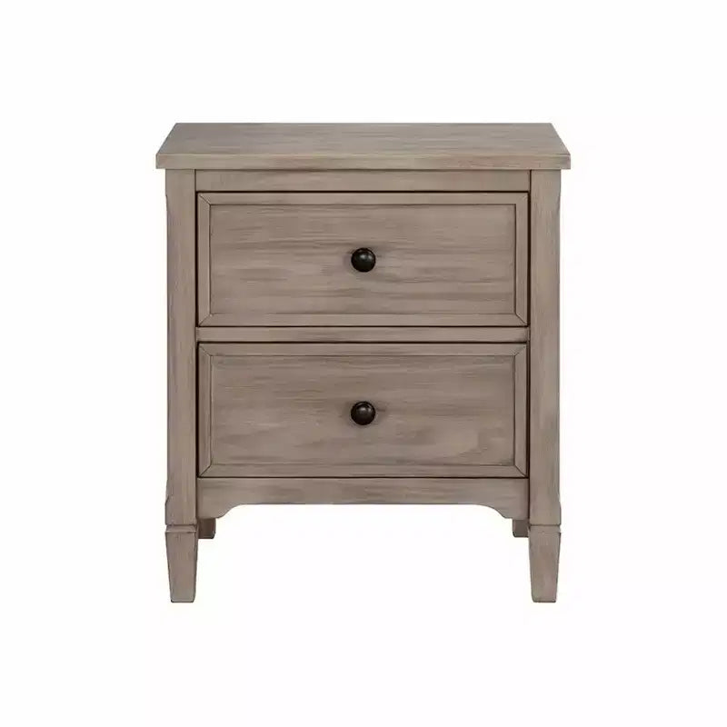 Comodino in legno a 2 cassetti Royal Hampton con pomelli rotondi, grigio