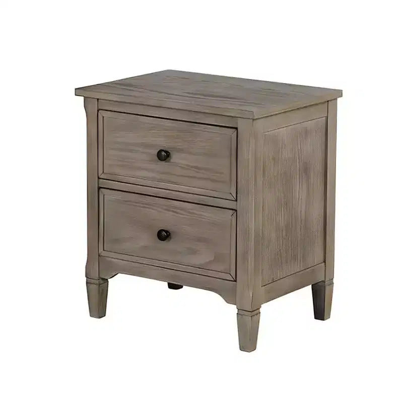 Comodino in legno a 2 cassetti Royal Hampton con pomelli rotondi, grigio