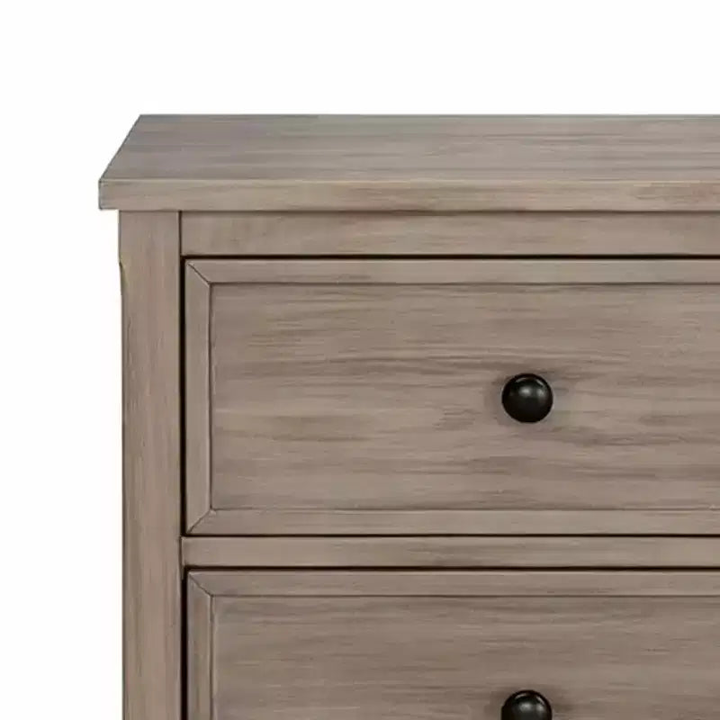 Comodino in legno a 2 cassetti Royal Hampton con pomelli rotondi, grigio