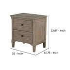 Comodino in legno a 2 cassetti Royal Hampton con pomelli rotondi, grigio