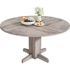 CuisinSmart Tavolo da pranzo rotondo per 4, Tavolo da pranzo rotondo da 119 cm, Tavolo da cucina rotondo stile rustico per sala da pranzo soggiorno (Solo tavolo)