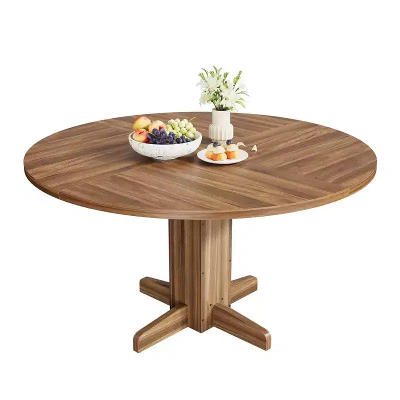 CuisinSmart Tavolo da pranzo rotondo per 4, Tavolo da pranzo rotondo da 119 cm, Tavolo da cucina rotondo stile rustico per sala da pranzo soggiorno (Solo tavolo)