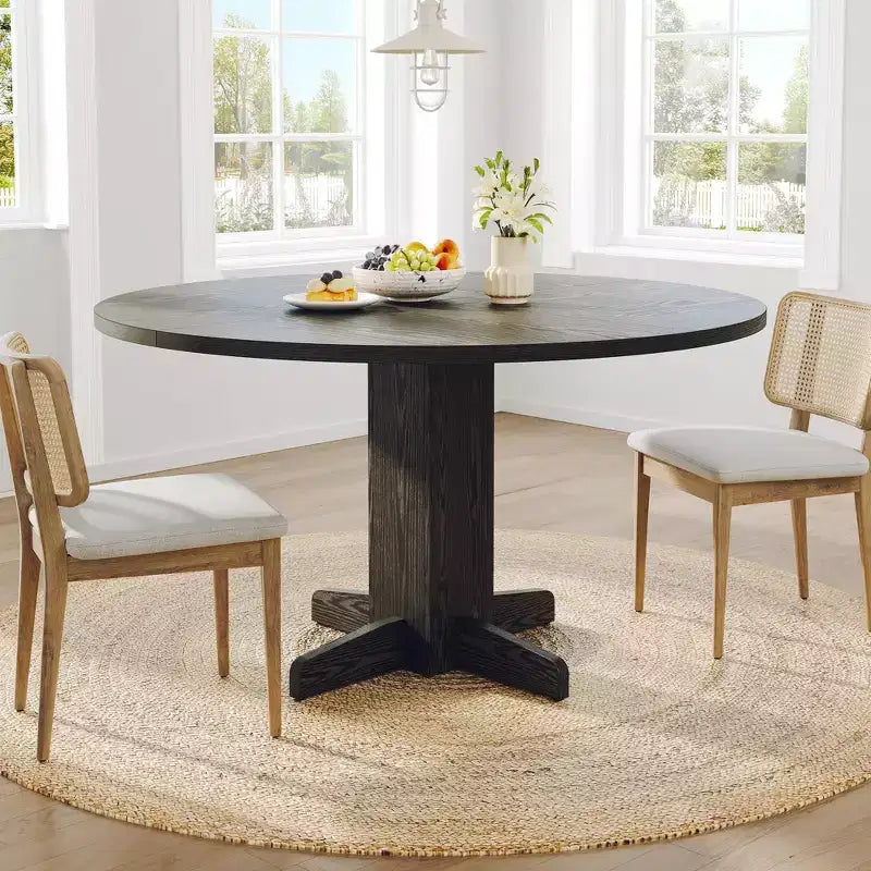 CuisinSmart Tavolo da pranzo rotondo per 4, Tavolo da pranzo rotondo da 119 cm, Tavolo da cucina rotondo stile rustico per sala da pranzo soggiorno (Solo tavolo)