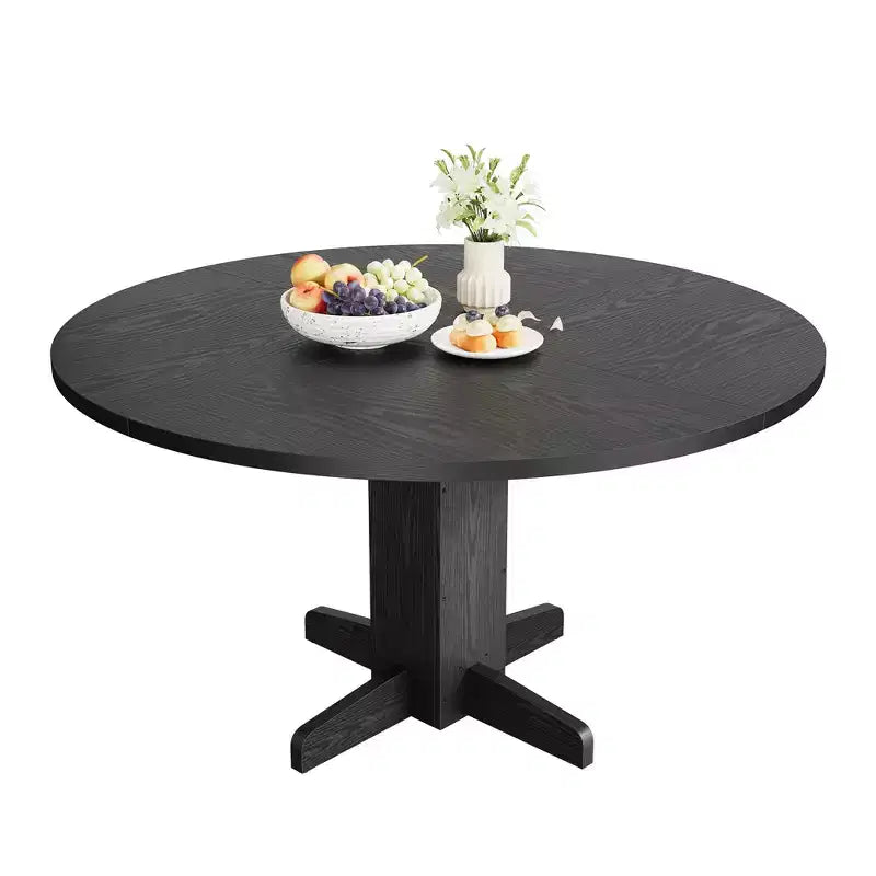 CuisinSmart Tavolo da pranzo rotondo per 4, Tavolo da pranzo rotondo da 119 cm, Tavolo da cucina rotondo stile rustico per sala da pranzo soggiorno (Solo tavolo)