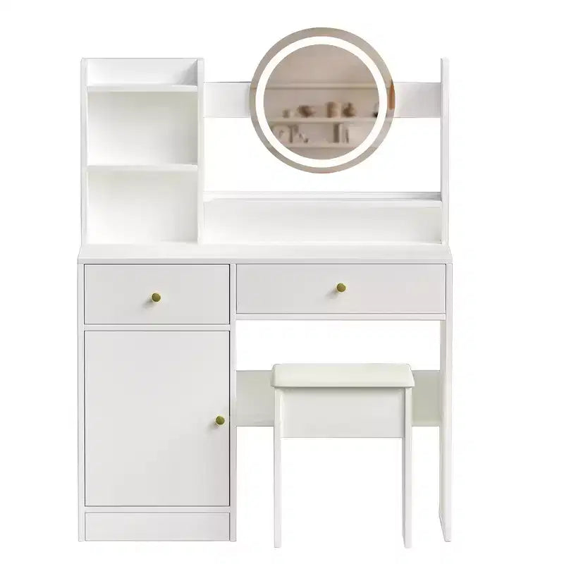 Homy Casa Toeletta con Specchio Illuminato, Illuminazione LED Regolabile, Bianco