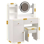 Homy Casa Toeletta con Specchio Illuminato, Illuminazione LED Regolabile, Bianco