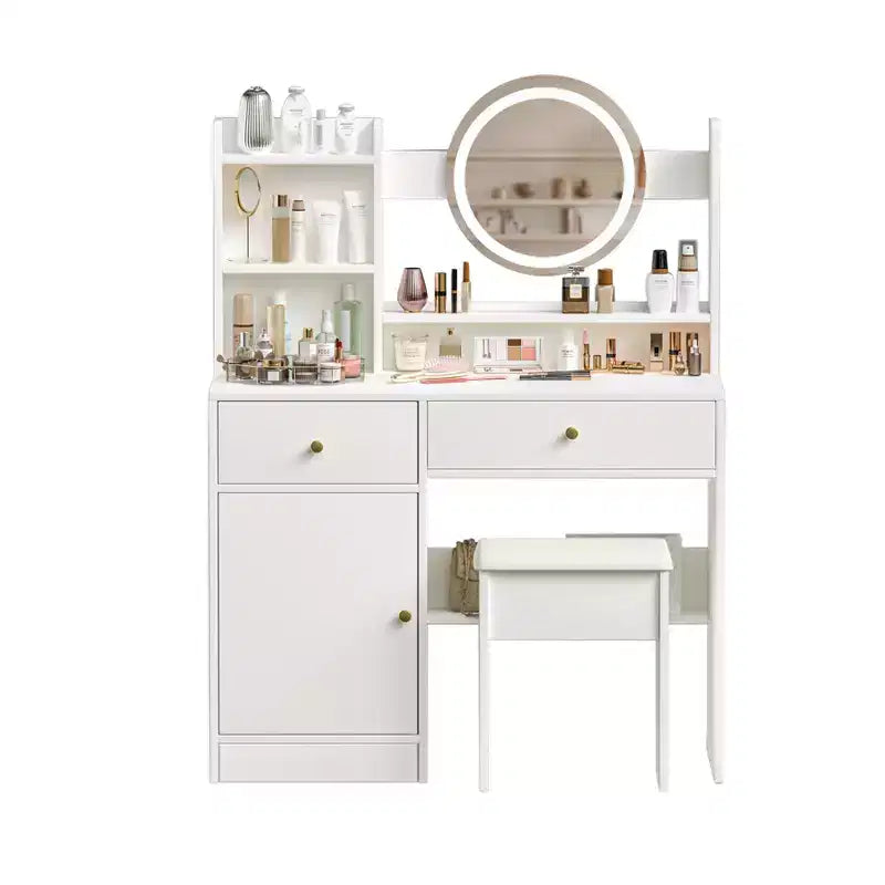 Homy Casa Toeletta con Specchio Illuminato, Illuminazione LED Regolabile, Bianco