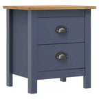 Comodino Set da 2 Pezzi Grigio e Marrone Miele in Legno Massello di Pino