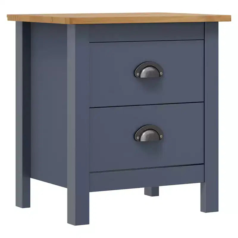 Comodino Set da 2 Pezzi Grigio e Marrone Miele in Legno Massello di Pino