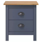 Comodino Set da 2 Pezzi Grigio e Marrone Miele in Legno Massello di Pino