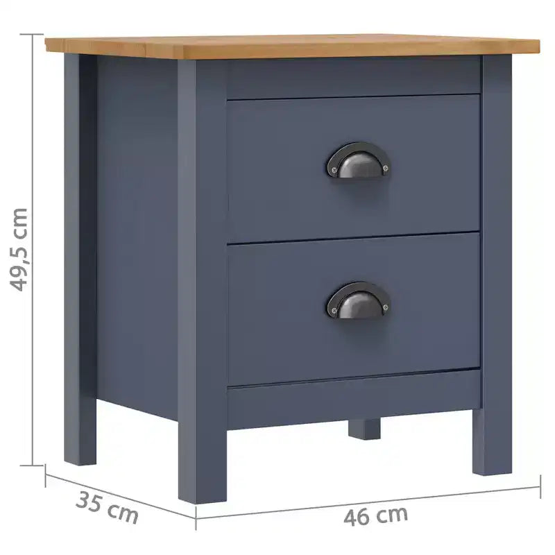 Comodino Set da 2 Pezzi Grigio e Marrone Miele in Legno Massello di Pino