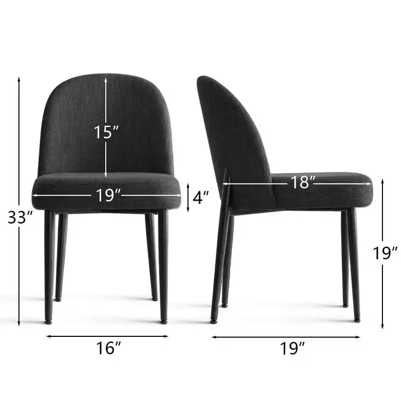 Set di 6 sedie da pranzo imbottite con tessuto misto lino e gambe in metallo, sedie laterali moderne senza braccioli per sala da pranzo - Panipeachy