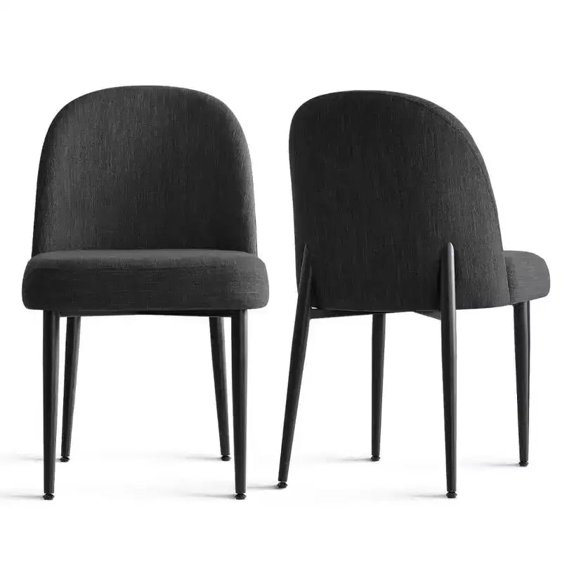 Set di 6 sedie da pranzo imbottite con tessuto misto lino e gambe in metallo, sedie laterali moderne senza braccioli per sala da pranzo - Panipeachy