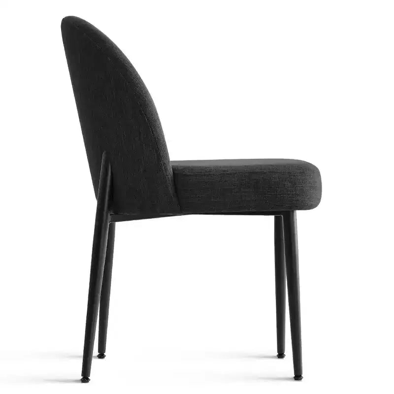 Set di 6 sedie da pranzo imbottite con tessuto misto lino e gambe in metallo, sedie laterali moderne senza braccioli per sala da pranzo - Panipeachy