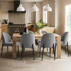 Set di 6 sedie da pranzo imbottite con tessuto misto lino e gambe in metallo, sedie laterali moderne senza braccioli per sala da pranzo - Panipeachy