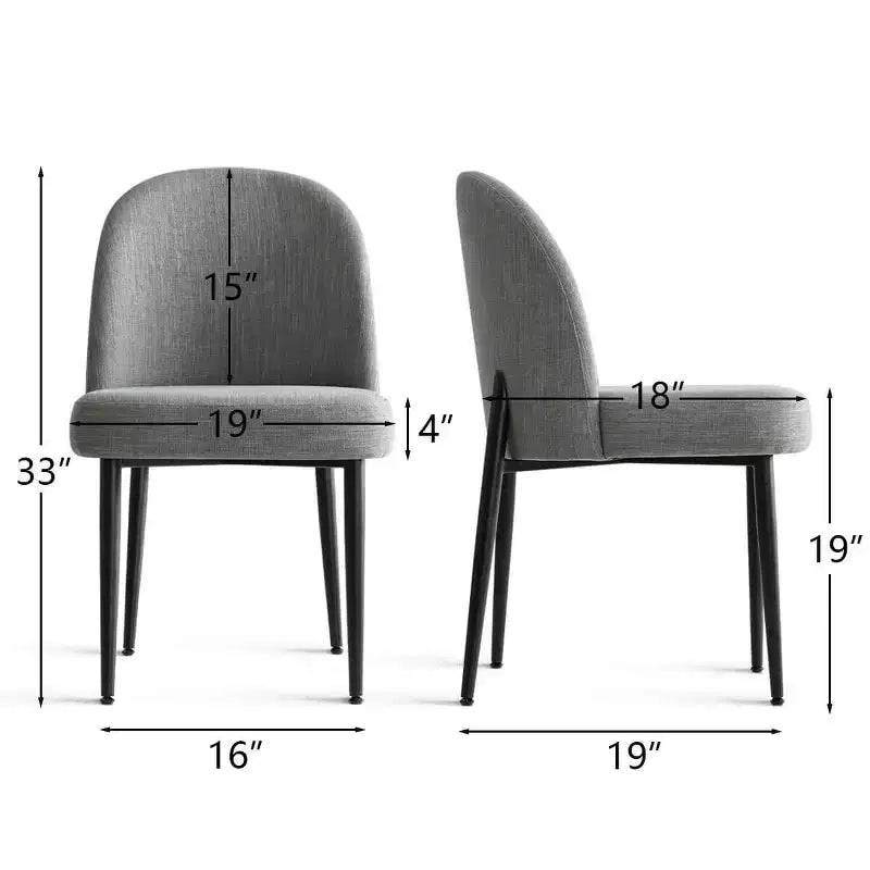 Set di 6 sedie da pranzo imbottite con tessuto misto lino e gambe in metallo, sedie laterali moderne senza braccioli per sala da pranzo - Panipeachy