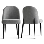 Set di 6 sedie da pranzo imbottite con tessuto misto lino e gambe in metallo, sedie laterali moderne senza braccioli per sala da pranzo - Panipeachy