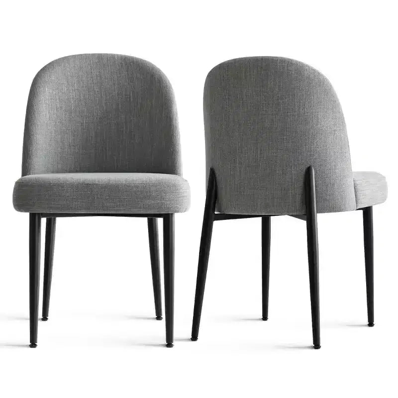 Set di 6 sedie da pranzo imbottite con tessuto misto lino e gambe in metallo, sedie laterali moderne senza braccioli per sala da pranzo - Panipeachy