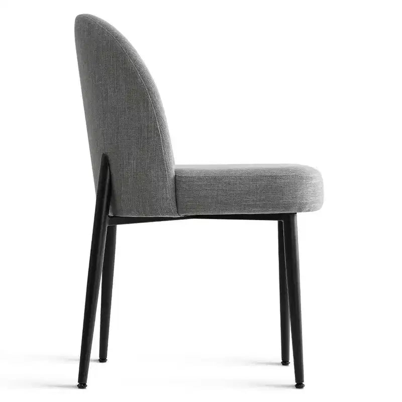 Set di 6 sedie da pranzo imbottite con tessuto misto lino e gambe in metallo, sedie laterali moderne senza braccioli per sala da pranzo - Panipeachy