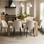 Set di 6 sedie da pranzo imbottite con tessuto misto lino e gambe in metallo, sedie laterali moderne senza braccioli per sala da pranzo - Panipeachy