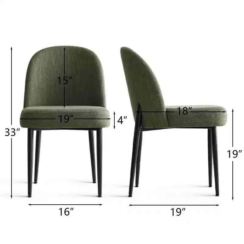 Set di 6 sedie da pranzo imbottite con tessuto misto lino e gambe in metallo, sedie laterali moderne senza braccioli per sala da pranzo - Panipeachy