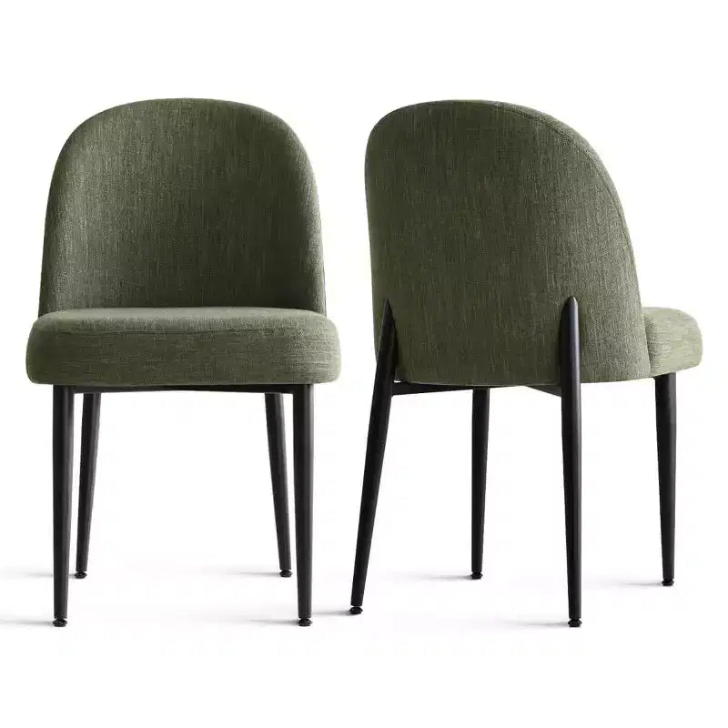 Set di 6 sedie da pranzo imbottite con tessuto misto lino e gambe in metallo, sedie laterali moderne senza braccioli per sala da pranzo - Panipeachy