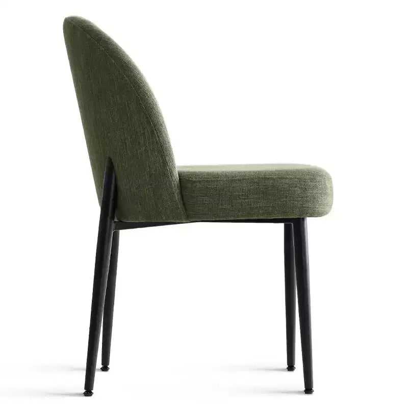 Set di 6 sedie da pranzo imbottite con tessuto misto lino e gambe in metallo, sedie laterali moderne senza braccioli per sala da pranzo - Panipeachy