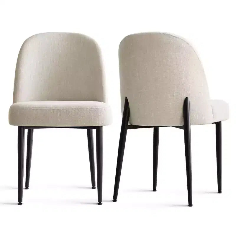 Set di 6 sedie da pranzo imbottite con tessuto misto lino e gambe in metallo, sedie laterali moderne senza braccioli per sala da pranzo - Panipeachy