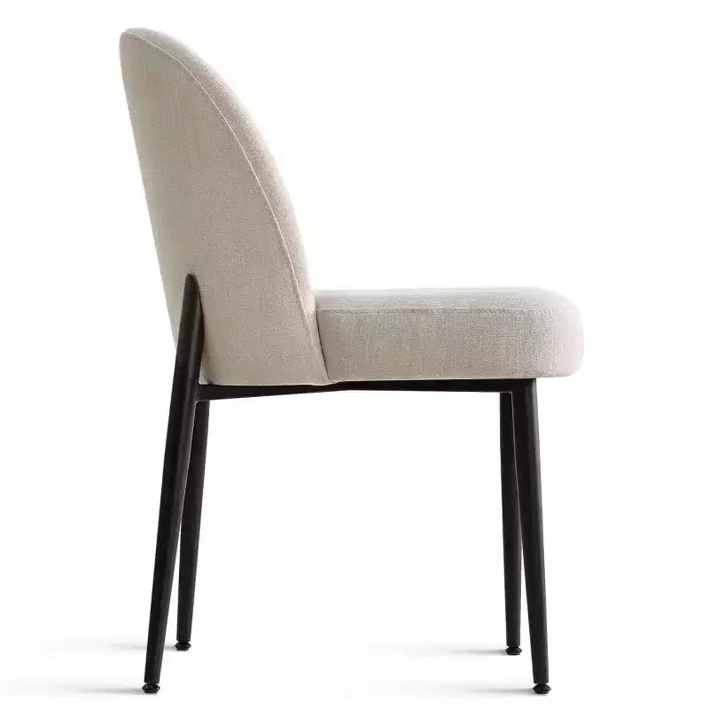 Set di 6 sedie da pranzo imbottite con tessuto misto lino e gambe in metallo, sedie laterali moderne senza braccioli per sala da pranzo - Panipeachy