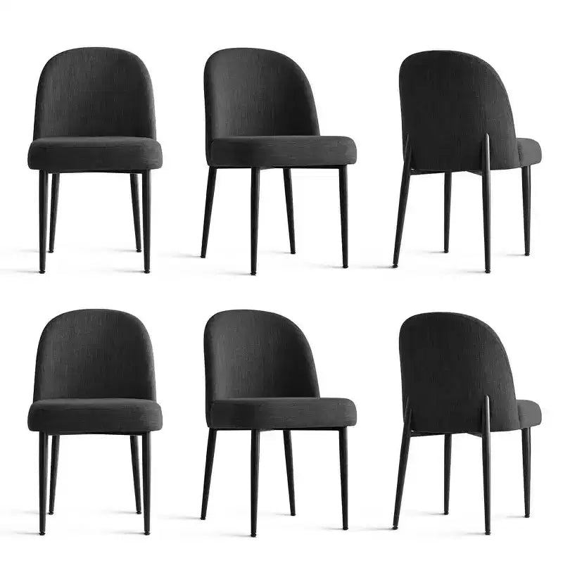 Set di 6 sedie da pranzo imbottite con tessuto misto lino e gambe in metallo, sedie laterali moderne senza braccioli per sala da pranzo - Panipeachy