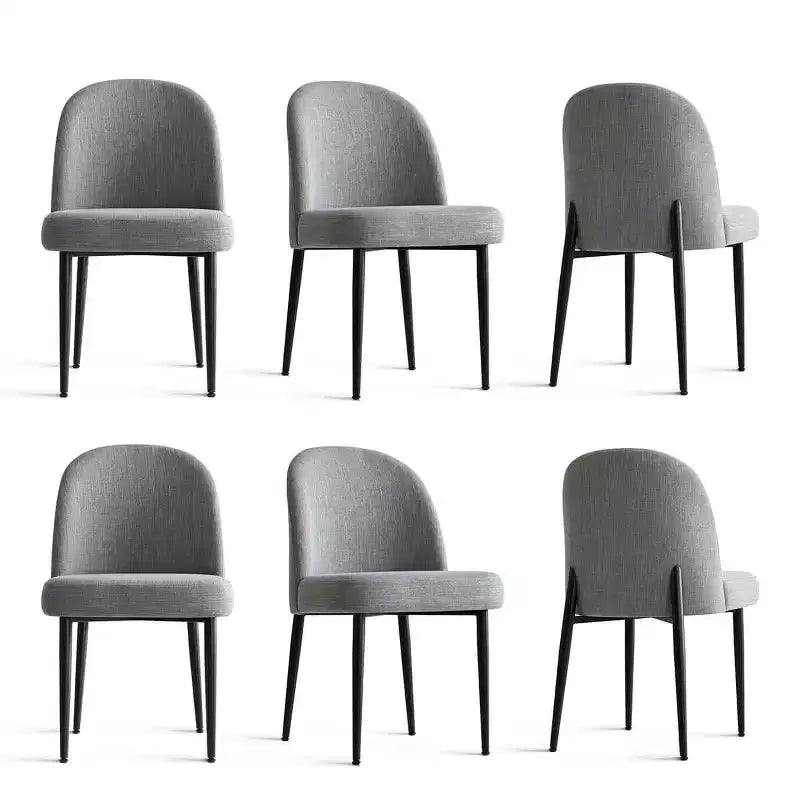 Set di 6 sedie da pranzo imbottite con tessuto misto lino e gambe in metallo, sedie laterali moderne senza braccioli per sala da pranzo - Panipeachy