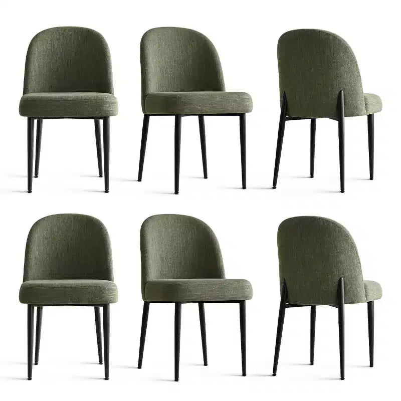 Set di 6 sedie da pranzo imbottite con tessuto misto lino e gambe in metallo, sedie laterali moderne senza braccioli per sala da pranzo - Panipeachy