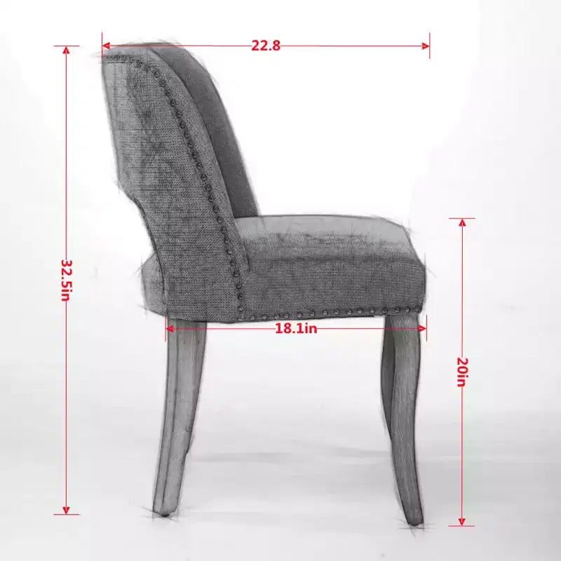 Set di 2 sedie da pranzo moderne imbottite con schienale curvo e gambe in legno, comode sedie da cucina in stile rustico - Panipeachy