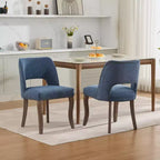 Set di 2 sedie da pranzo moderne imbottite con schienale curvo e gambe in legno, comode sedie da cucina in stile rustico - Panipeachy
