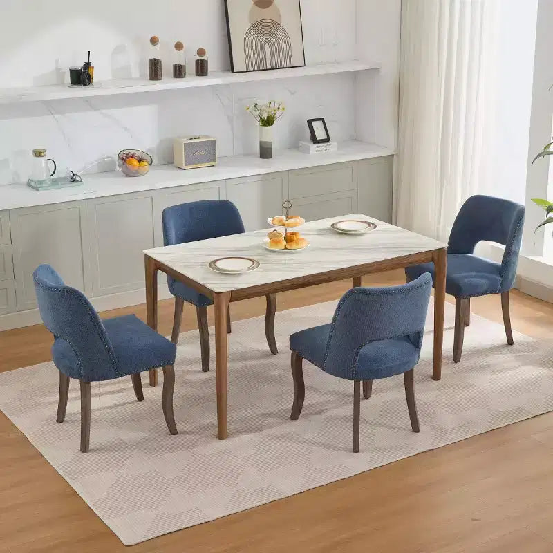 Set di 2 sedie da pranzo moderne imbottite con schienale curvo e gambe in legno, comode sedie da cucina in stile rustico - Panipeachy