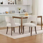 Set di 2 sedie da pranzo moderne imbottite con schienale curvo e gambe in legno, comode sedie da cucina in stile rustico - Panipeachy