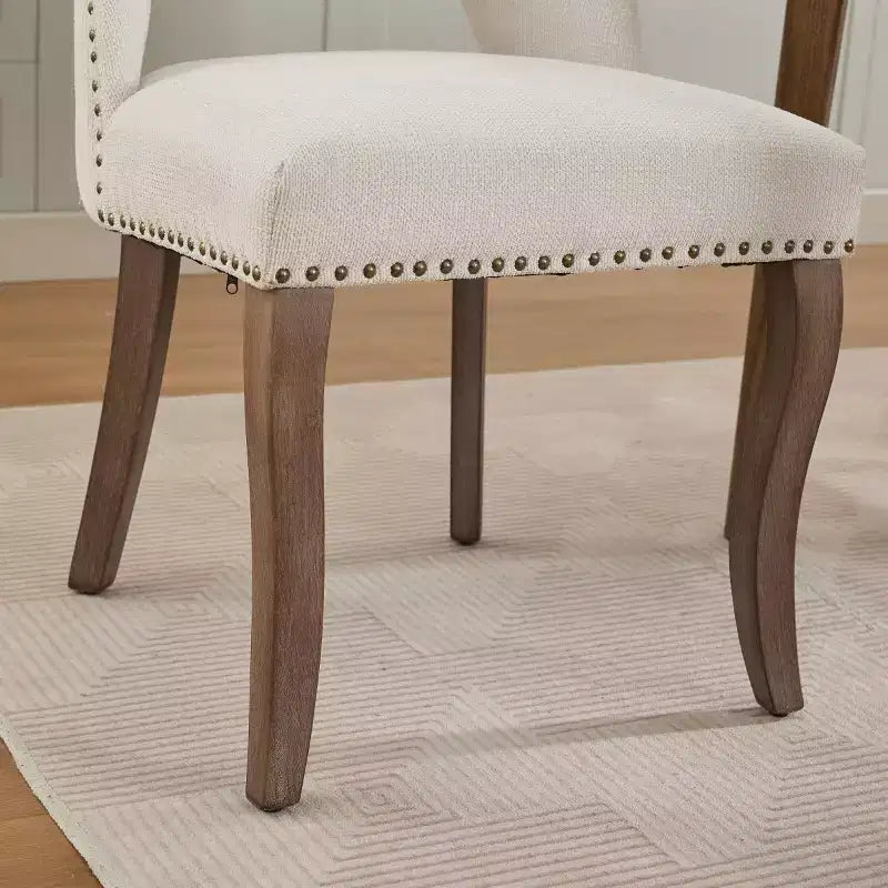 Set di 2 sedie da pranzo moderne imbottite con schienale curvo e gambe in legno, comode sedie da cucina in stile rustico - Panipeachy