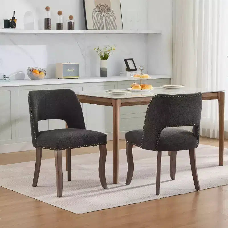 Set di 2 sedie da pranzo moderne imbottite con schienale curvo e gambe in legno, comode sedie da cucina in stile rustico - Panipeachy