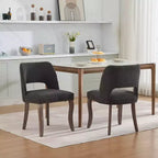 Set di 2 sedie da pranzo moderne imbottite con schienale curvo e gambe in legno, comode sedie da cucina in stile rustico - Panipeachy