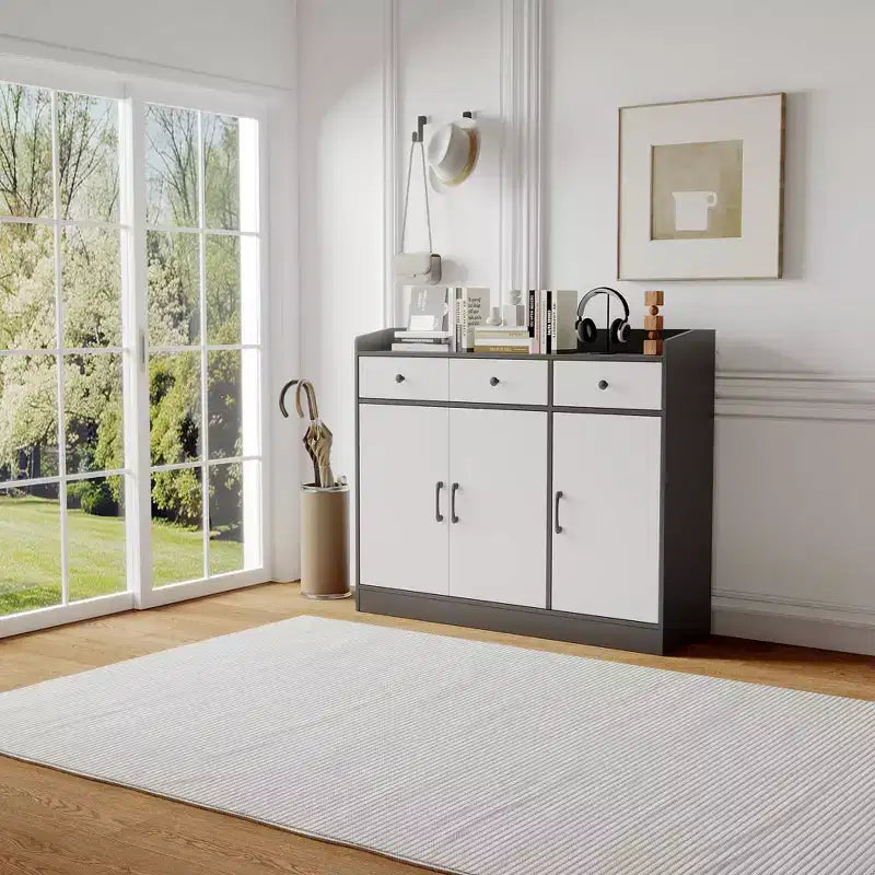 COZONY Credenza Moderna con Ripiani Regolabili, Mobile Buffet Contenitore con Cassetti per Soggiorno Sala da Pranzo Ingresso