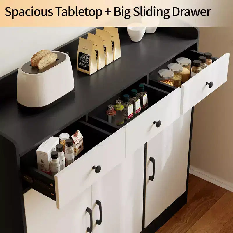 COZONY Credenza Moderna con Ripiani Regolabili, Mobile Buffet Contenitore con Cassetti per Soggiorno Sala da Pranzo Ingresso