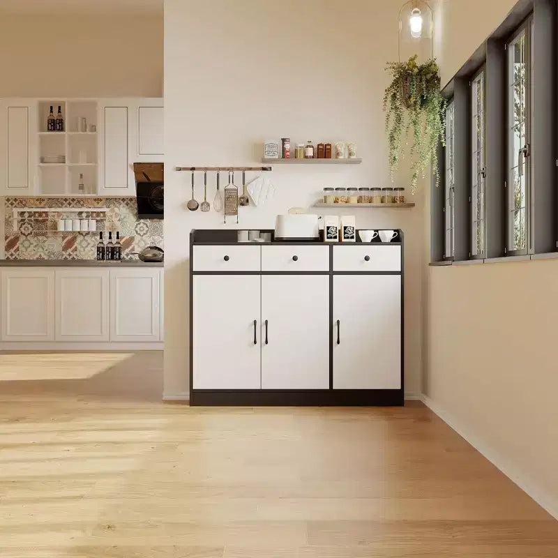 COZONY Credenza Moderna con Ripiani Regolabili, Mobile Buffet Contenitore con Cassetti per Soggiorno Sala da Pranzo Ingresso