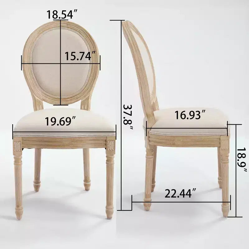 Set di 2 sedie da pranzo in legno con schienale, classiche sedie imbottite senza braccioli per cucina o sala da pranzo-Panipeachy