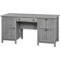 Vintage Executive Computer Desk, Home Office Work station, Student Table with Cabinet & 3 Drawers for Hanging Files